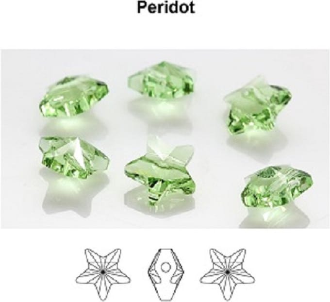 Swarovski Elements, 18 stuks Swarovski sterkralen, 8mm, peridot, 5714
