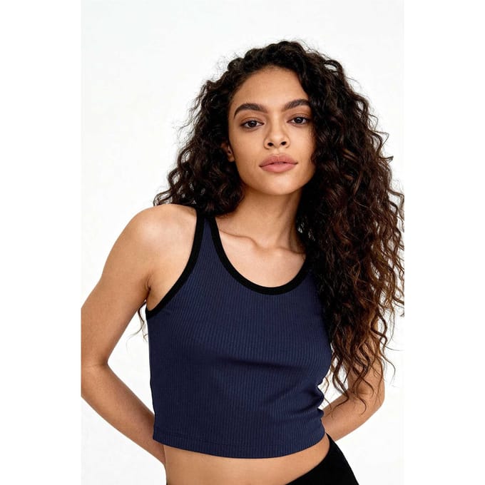 Geribbelde Mouwloze Crop Top