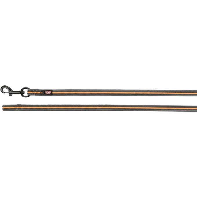 Trixie Fusion tracking leash rubberised M-XL: 3 m/17 mm graphite/papaya