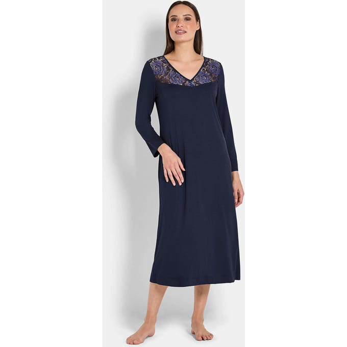 Nachthemd van viscose-jersey - donkerblauw - Gr. 46 van Goldner Fashion