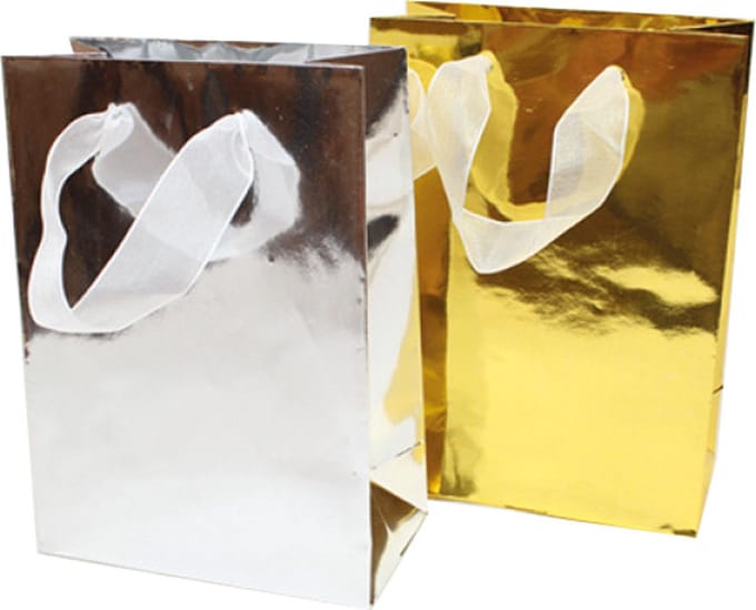 2 Cadeautasjes - GOUD en ZILVER - Metallic medium 23x18cm