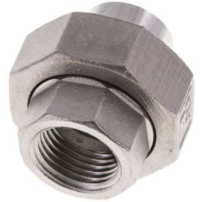 Rechte Koppeling Rp1/2 '' Binnendraad X 21.3mm Laseind RVS Vlakke Afdichting PTFE 150bar