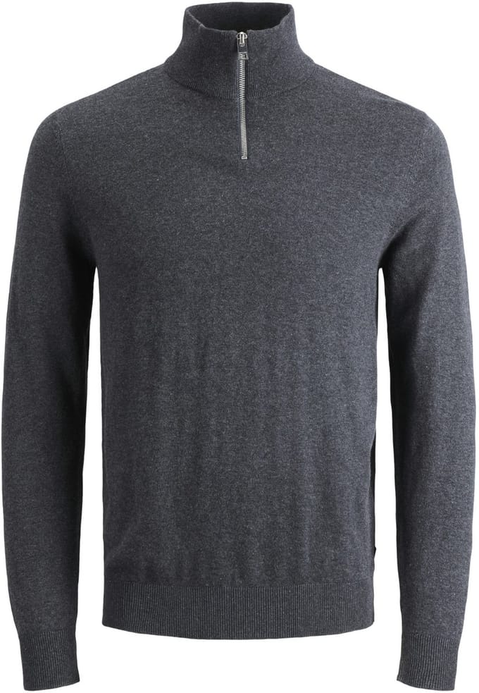 Jack & Jones - Heren Trui Emil Knit Half Zip - Grijs - Maat L