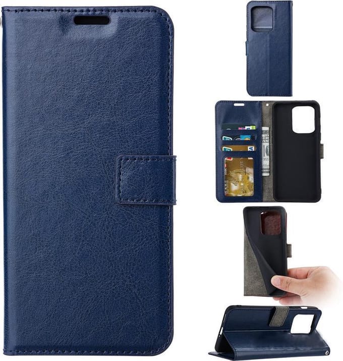 Bookcase Geschikt voor: iPhone 13 Pro Max - Donkerblauw - portemonee hoesje