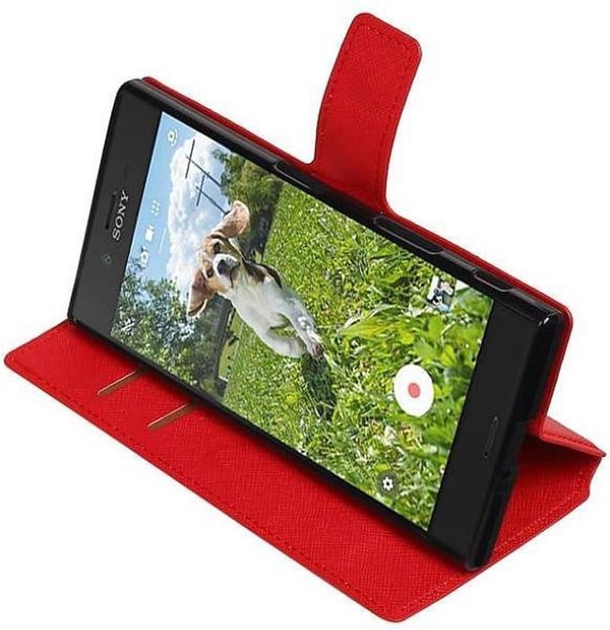 Cross Pattern TPU Bookstyle Wallet Case Hoesje Geschikt voor Xperia X Z Rood