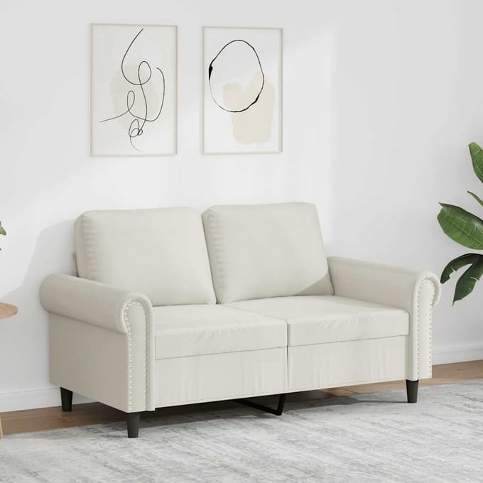 vidaXL - Tweezitsbank - 120 - cm - fluweel - crèmekleurig