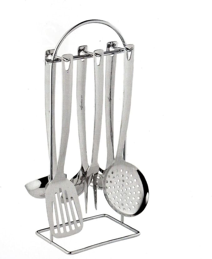 Lagostina Grancucina keukentools set 6-delig met staander - roestvrij staal
