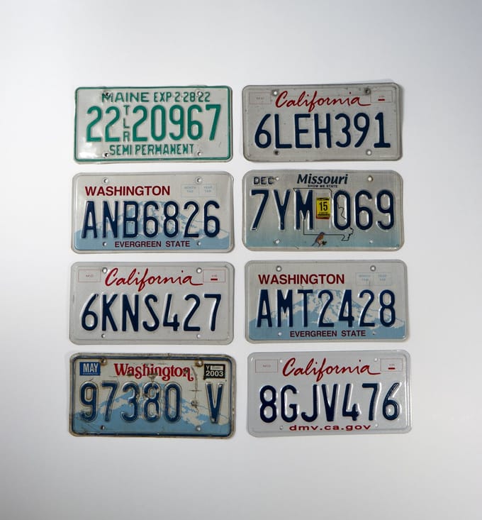 Mancave Decoratie - USA kentekenplaat - 100% Authentiek - Set van 8
