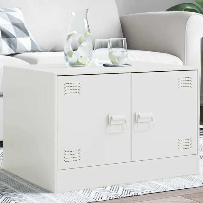vidaXL - Salontafel - 67x50x44 - cm - staal - wit