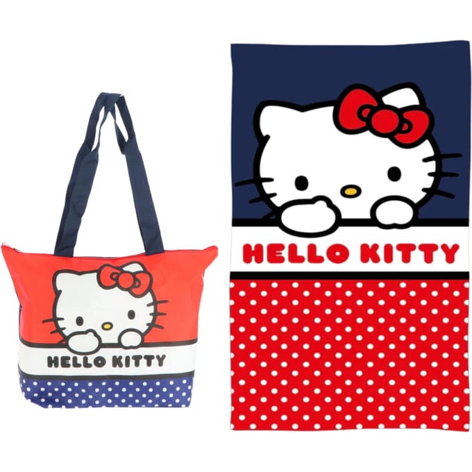 Hello Kitty strandset; strandlaken en strandtas