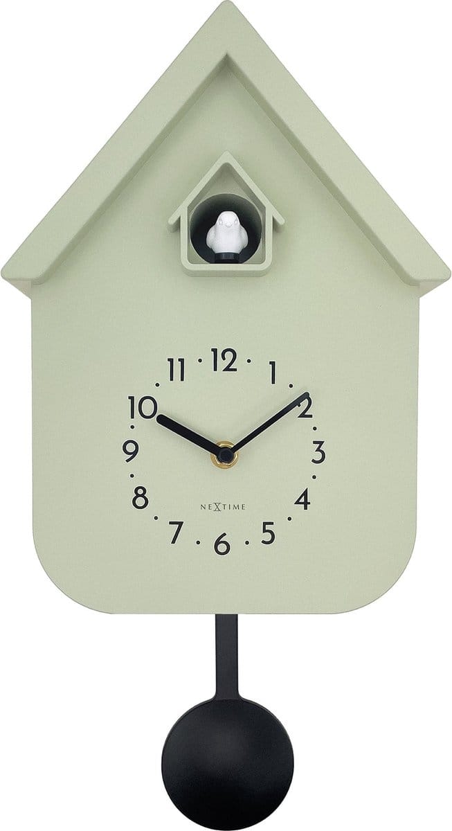 NeXtime Twitter – Koekoeksklok – 21.5 × 41.5 × 8.5 cm – Plastic – Olijfgroen – Stil