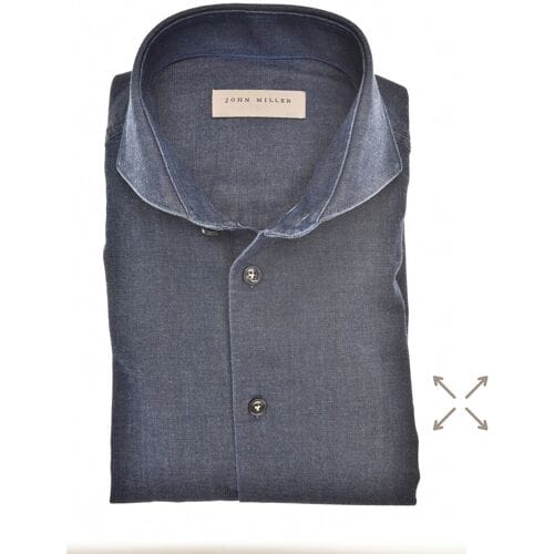 John Miller Overhemd Dynamic Denim Stretch Shirt Donker Blauw / male