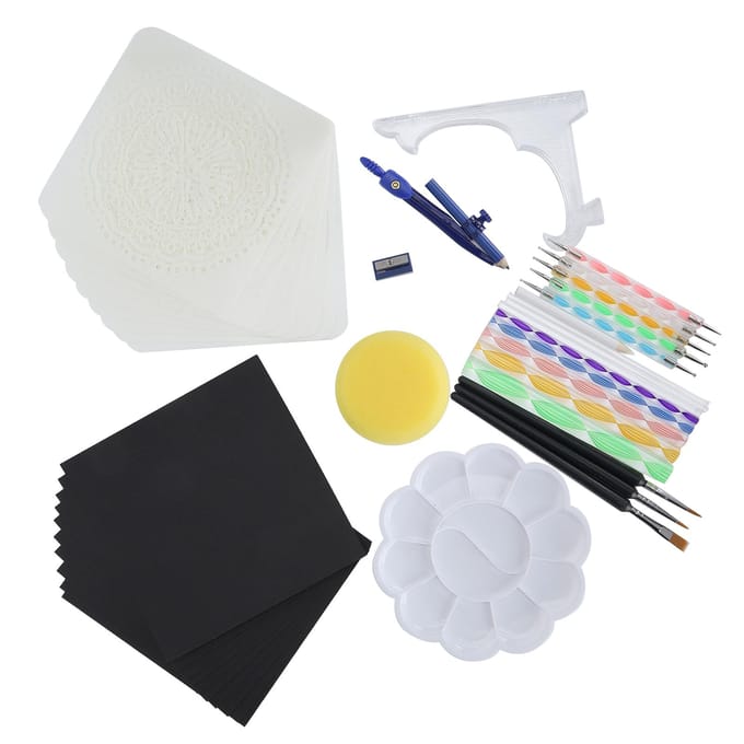 Ensemble d'outils de pointillisme Mandala 43 pièces Modèle d'art DIY Bâtonnet de décoration Accessoires de peinture white