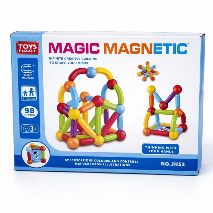 Bextunio Magnetisch Bouwspeelgoed 98 Delig – Creatieve Constructie Set met Sterke Magneten voor Kinderen