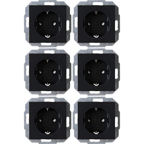 Kopp Inbouwstopcontact Athenis Randaarde 1-polig Zwart Ip20 6 Stuks
