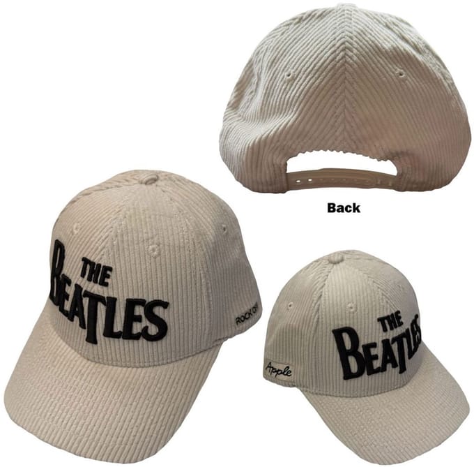 The Beatles - Drop T Logo & Apple Corduroy Baseball pet - Creme
