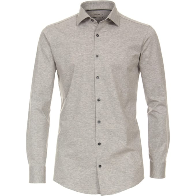 VENTI modern fit overhemd - jersey - grijs - Strijkvriendelijk - Boordmaat: 39
