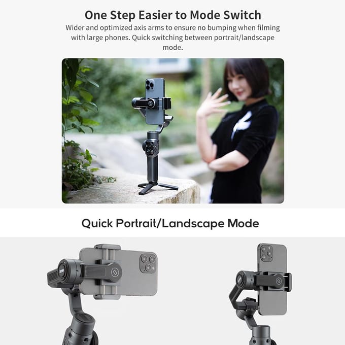 ZHIYUN Smooth 5 Handheld 3-assige Smartphone Gimbal Stabilisator Dolly Zoom Slimme Tracking Timelapse zwart
