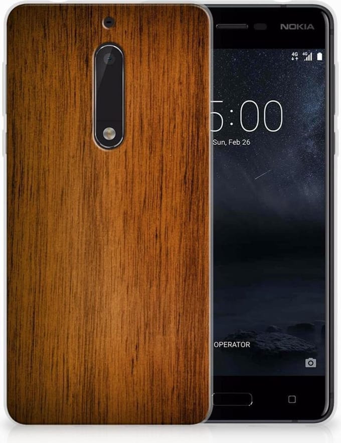 Nokia 5 Bumper Hoesje Donker Hout