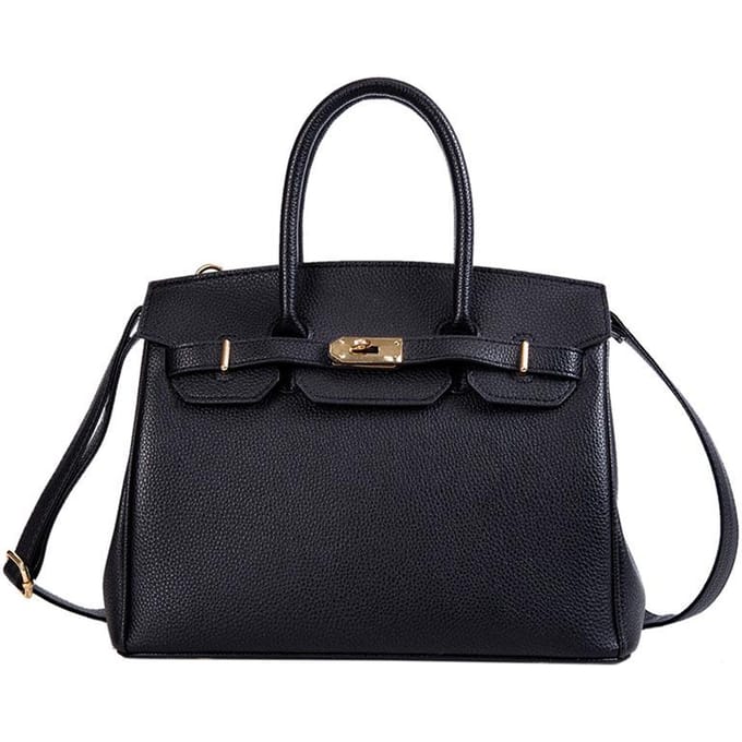 2020 Lock Handtas Mode Lychee Patroon Enkele Schouder Diagonaal Platina 30cm*15cm*24cm zwart