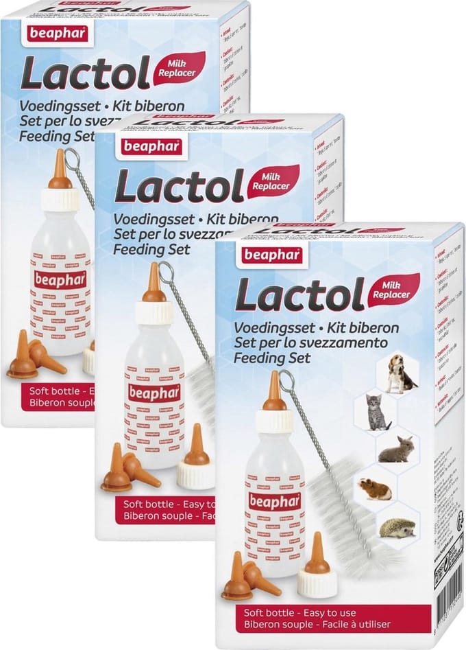 Beaphar Lactol Voedingsset Inclusief Zuigflesje - Melkvervanging - 3 x per stuk