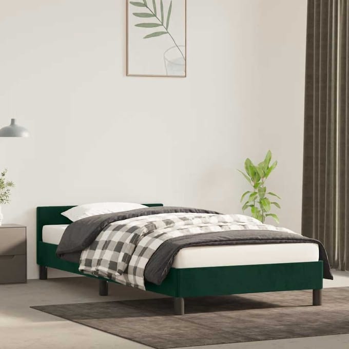 vidaXL - Bedframe - zonder - matras - 90x200 - cm - fluweel - donkergroen