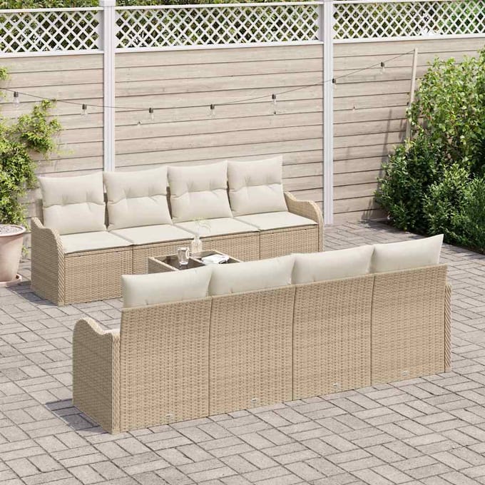vidaXL - Tuinbank - Set - Beige - 55 - x - 55 - x - 37 - cm - poly - rattan