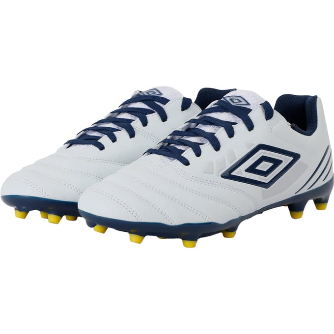 Umbro Heren Tocco IV Club FG Voetbalschoenen (Wit/Poseidon/Blazing Geel)