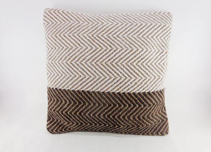 Sierkussen (gevuld) 45x45cm - Katoen - Bruin/Wit/Zwart