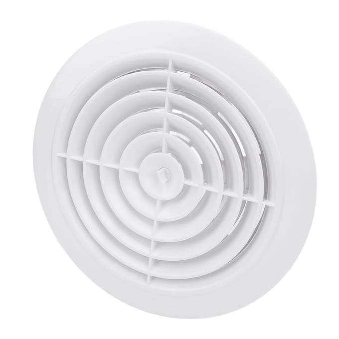 Grille d'aération ronde 200 mm Blanc ABS Réglable Mur Bouchon d'aération pour Salle de bain Bureau Cuisine