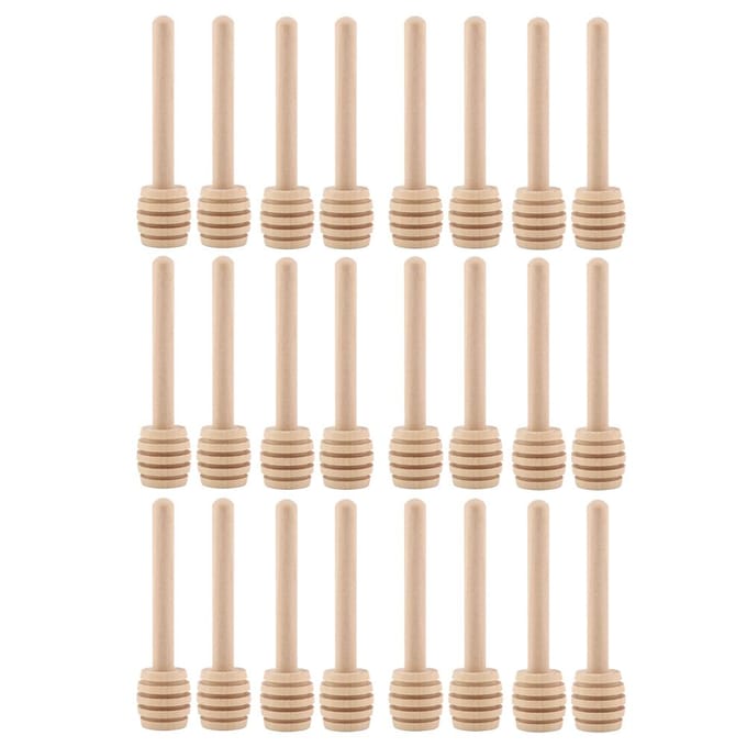 24 PIÈCES Cuillère à miel en bois légère Bâtonnet agitateur beige