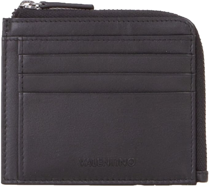 VALENTINO Leren Kaarthoes Mandrin Card Case Nero Zwart