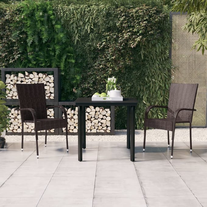 vidaXL - 3-delige - Tuinset - bruin - en - zwart