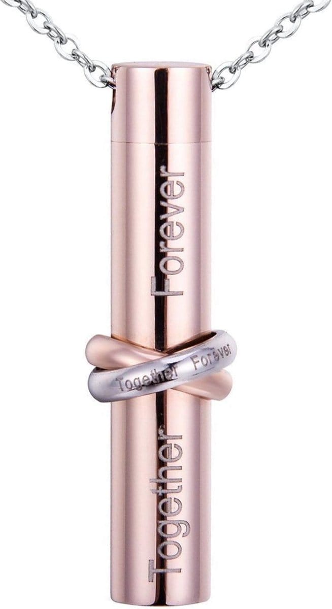Fako Bijoux® - Ashanger / Assieraad - Cilinder - Together Forever - Rosé Goudkleurig