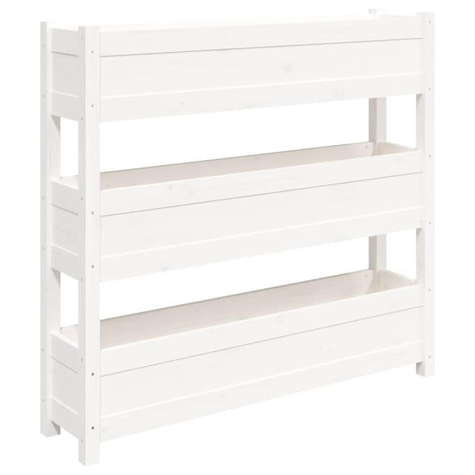 vidaXL - Plantenbak - 112x25x104,5 - cm - massief - grenenhout - wit