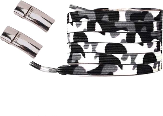 New Age Devi - WitZwartGrijs - Elastische veters met magnetische sluiting - Kinderen - Camouflage - Veter - Elastiek