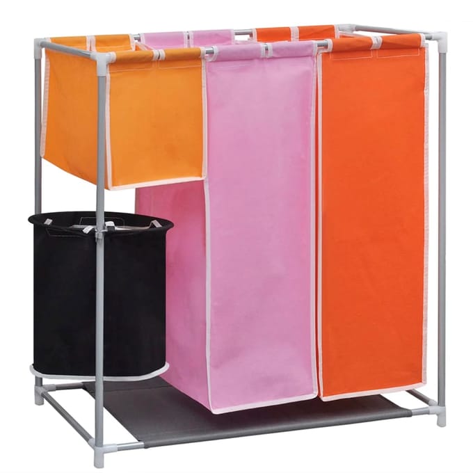 vidaXL - 3-delige - Wassorteerder - met - wasmand