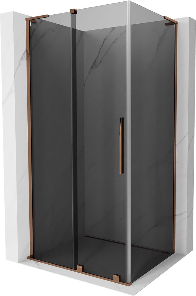 Mexen Velar L schuifbare douchecabine 120 x 80 , grafiet, roségoud - 871-120-080-43-60