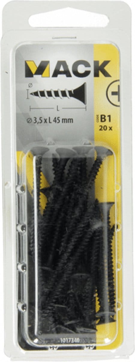 Gipsplaatschroef. Zwart. Gefosfateerd. 20 Stuks. 3,5 X 45mm. lang. Sam.