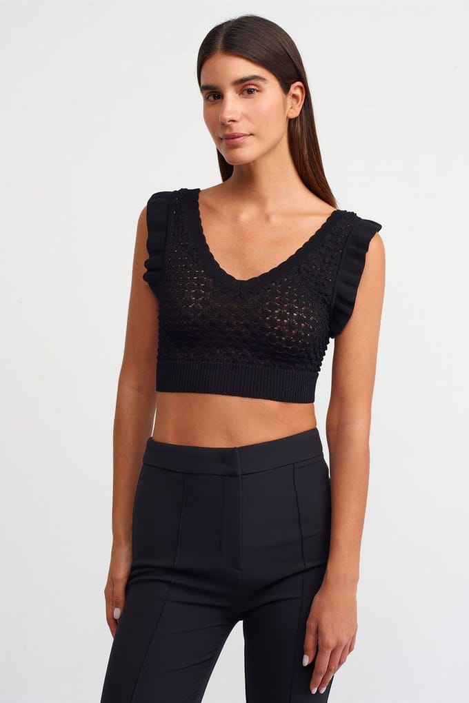 Getailleerde Mouwloze Croptop met Strikvoorkant