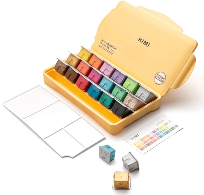 HIMI - Gouache- set van 18 Metallic kleuren - 30ml - Geel