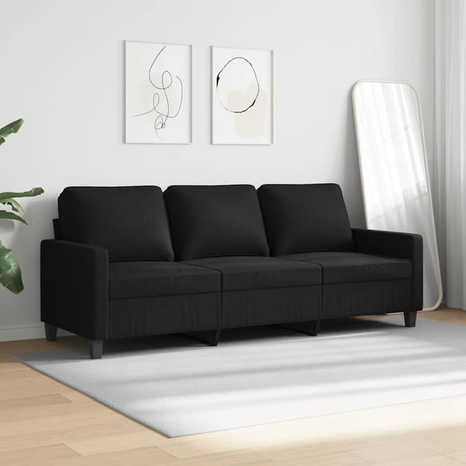vidaXL - Driezitsbank - 180 - cm - stof - zwart