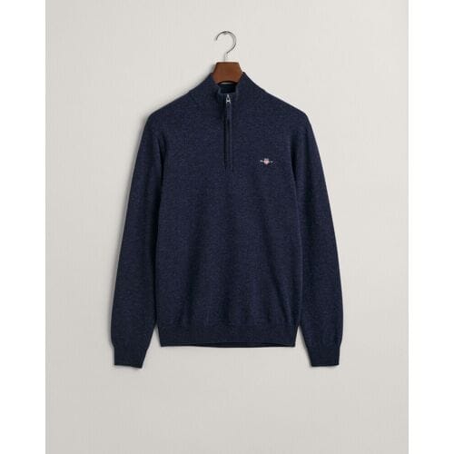 Gant Trui Superfijne Lamswol Half-Zip Dark Navy Melange / male
