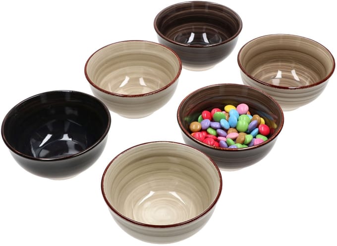 Set van 6 snack/dipschaaltjes grijs 12 cm - 24326864