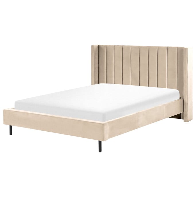 VILLETTE - Tweepersoonsbed - Beige - 160 x 200 cm - Fluweel