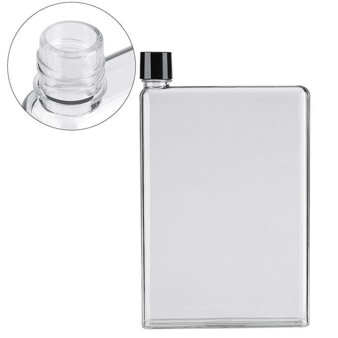750ml Lekvrije Platte Slanke Waterflessen Plastic Transparant Draagbaar Sapbekers Kleurloos wit