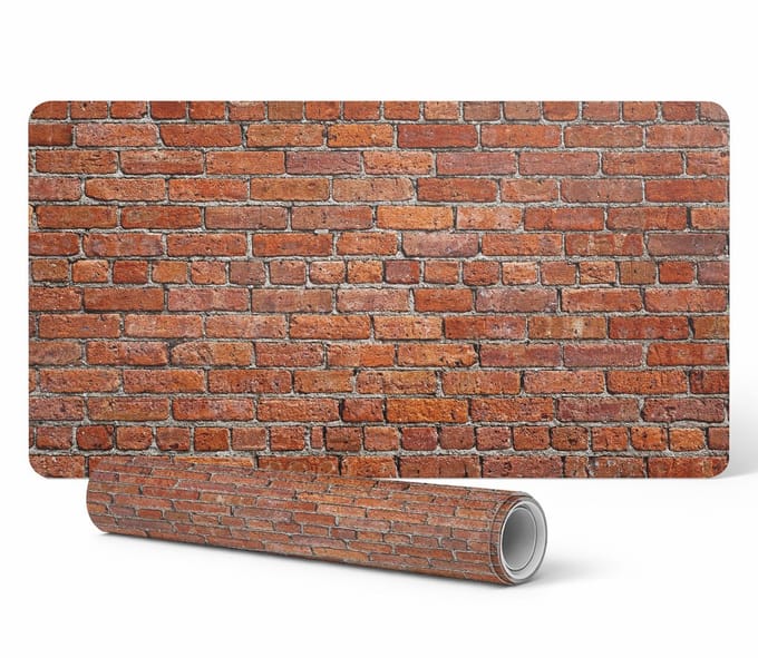 Antislip beschermmat voor op het bureau met baksteenmotief, 90x45 cm