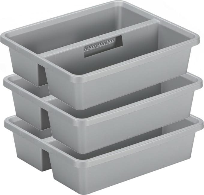 Sunware organiser - 3 stuks - kunststof - 44 x 35 cm - grijs - 2 vakken