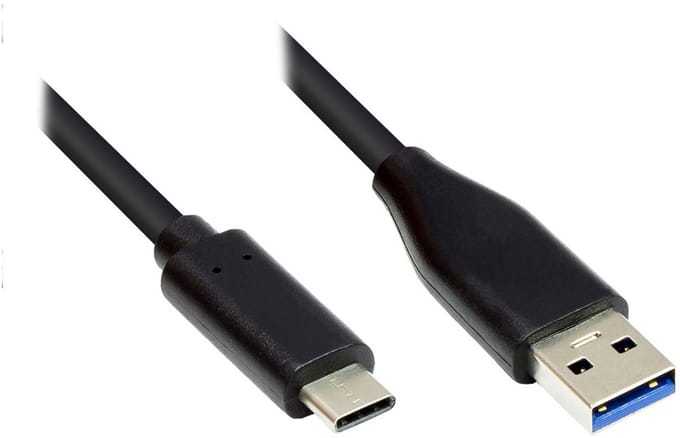USB-C naar USB-A kabel - USB3.0 - tot 0,9A / zwart - 0,50 meter