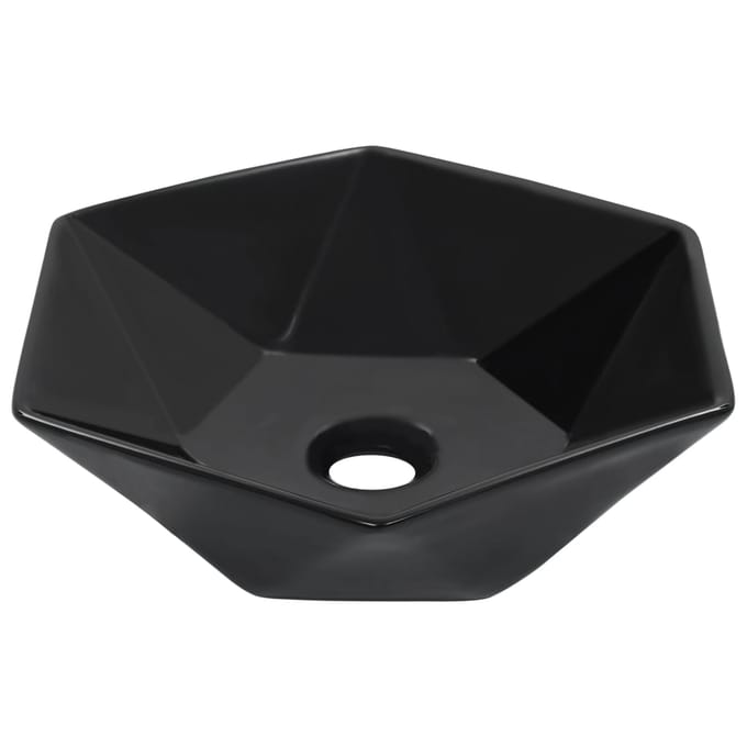 vidaXL - Wastafel - 41x36,5x12 - cm - keramiek - zwart